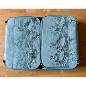 NEW ORGO Lite Travel Cosmetic Case/Organizer Tray BLUE SILVER SNAKE PRINT